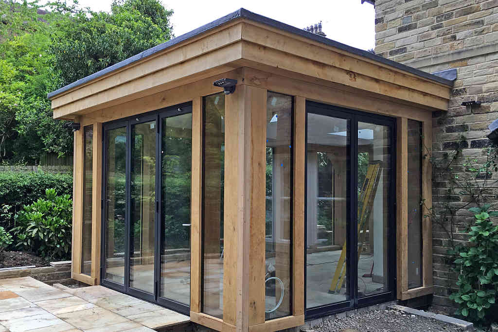 Reynaers CF77 Bi Fold doors installed at Baildon in West Yorkshire - angle view