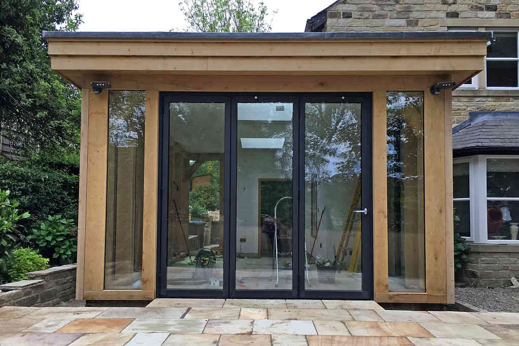 Reynaers CF77 Bi Fold doors installed at Baildon in West Yorkshire - front view