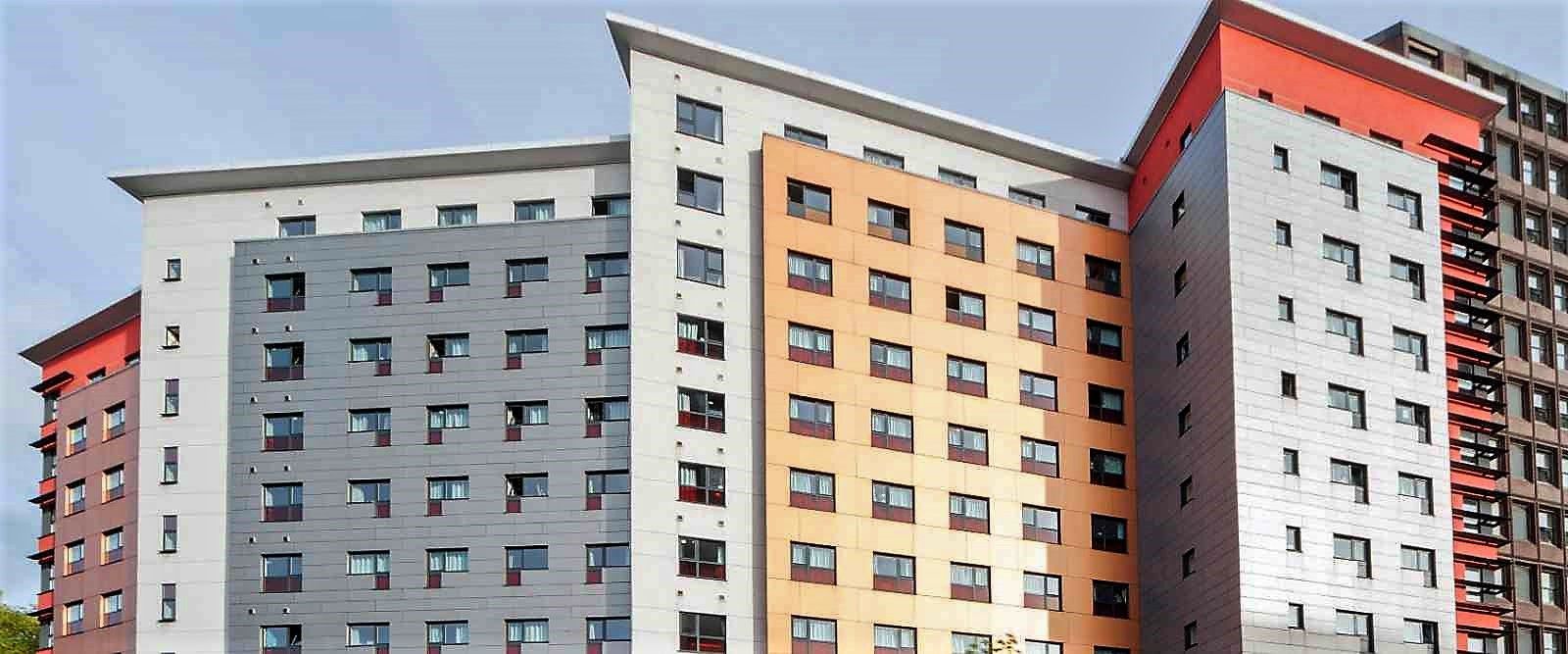 tower office blocks with visoline commercial hinged windows