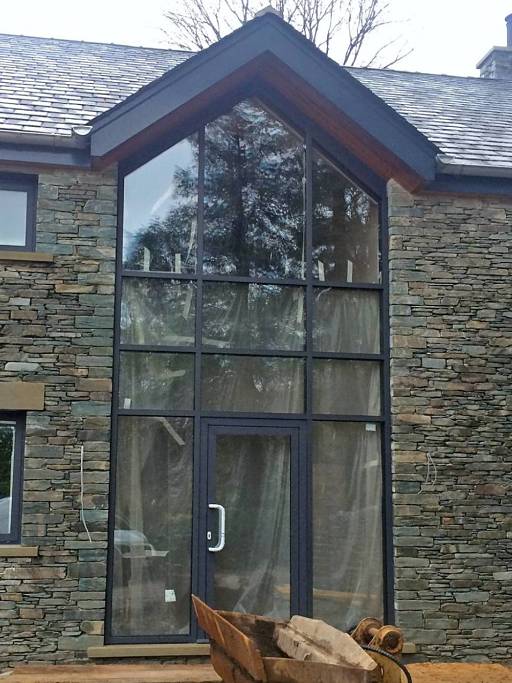 Aluminium windows and doors installed at Lake Windermere in Cumbria - front view