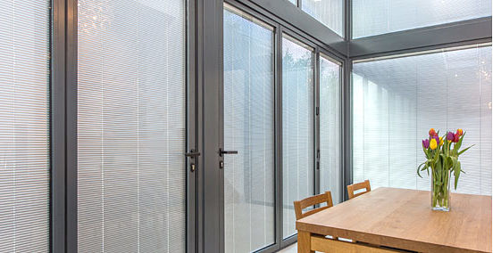 integral built in blinds for office partition windows