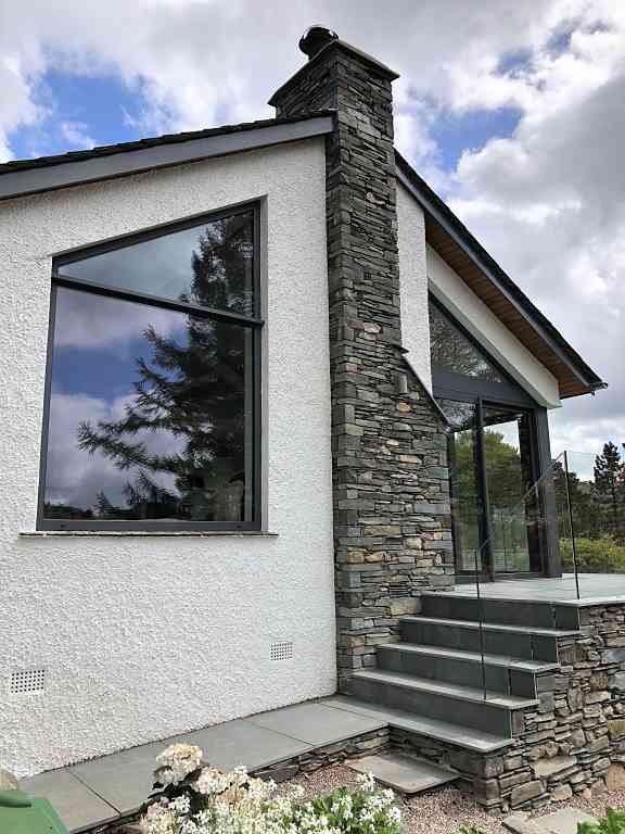 Alitherm 800 casement aluminium windows installed at Ambleside in the Lake District, Cumbria