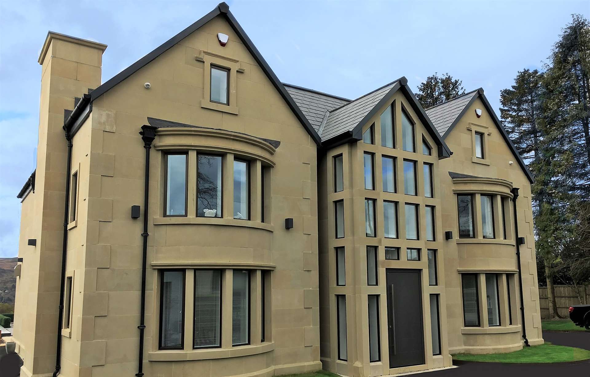 Modern aluminium windows installed at new build property in Ilkley in Yorkshire