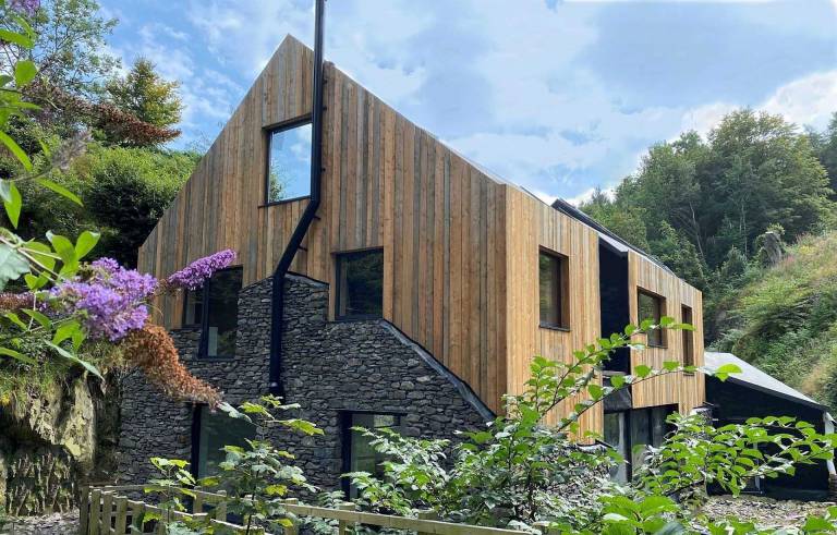 The completed derelict mill reconstruction for Grand Designs 2021 on Channel 4 in South Lakeland Cumbria