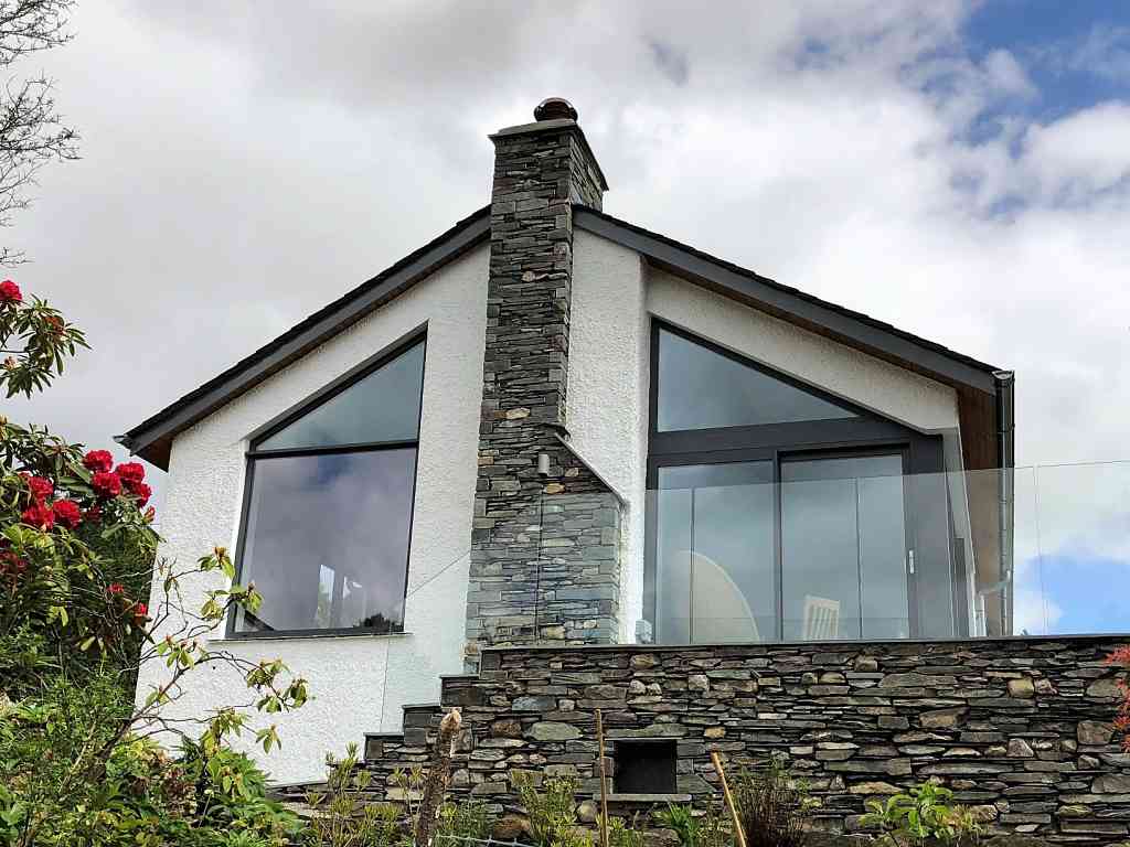 Alitherm 800 casement aluminium windows and Visoglide Aluminium sliding patio doors installed at Ambleside in the Lake District, Cumbria